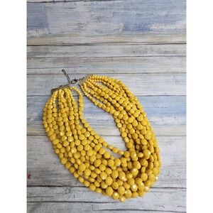 Yellow Mustard Color Acrylic Bead Necklace Multi Layer Lobster Clasp 18"